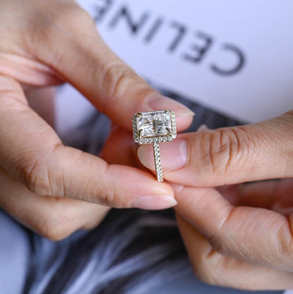 Stunning 1.5 - 2.5 CT Radiant Moissanite Engagement Ring with Pave & Halo Design 2