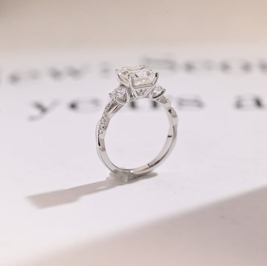 Stunning 1.0 - 2.0 CT Asscher Moissanite Engagement Ring With Twisted Pave Design 7