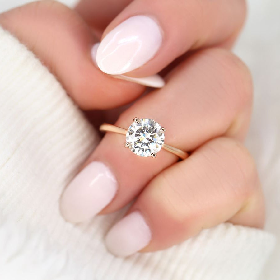 Stunning 2.0 CT Round Moissanite Engagement Ring with Solitaire Design 8