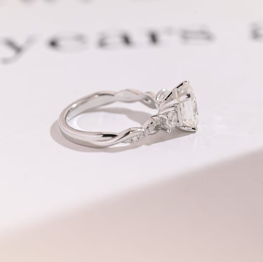 Stunning 1.0 - 2.0 CT Asscher Moissanite Engagement Ring With Twisted Pave Design 9