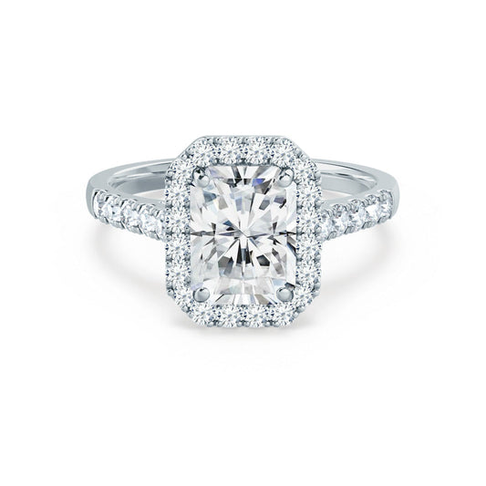 0.7 CT Radiant Halo & Pave Lab Grown Diamond Engagement Ring