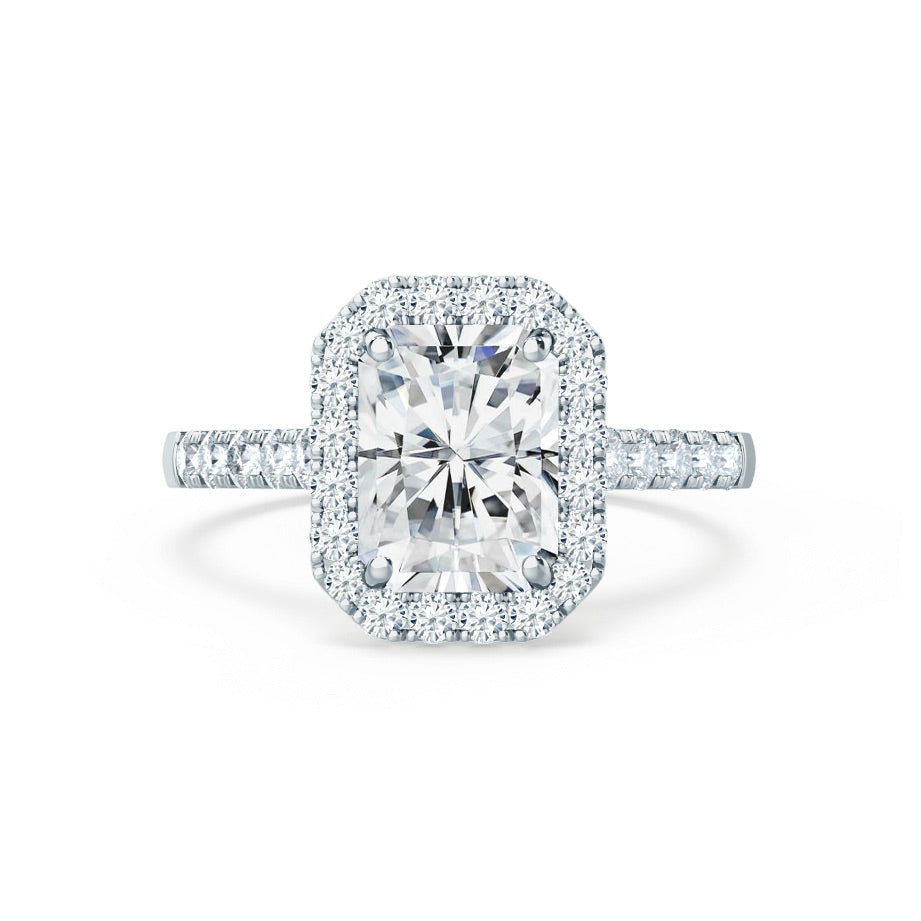 0.7 CT Radiant Halo & Pave Lab Grown Diamond Engagement Ring