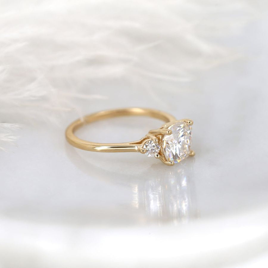 Stunning 1.70 CT Cushion Moissanite Engagement Ring with Three Stone Design 3