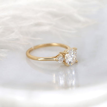 Stunning 1.70 CT Cushion Moissanite Engagement Ring with Three Stone Design 3