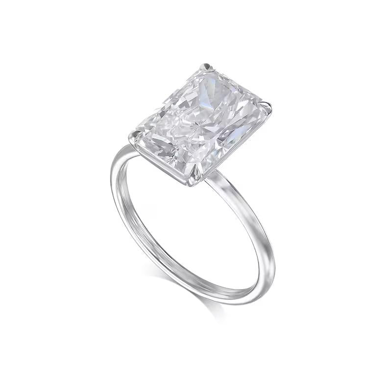 5.0 CT Radiant Solitaire CVD F/VS1 Diamond Engagement Ring