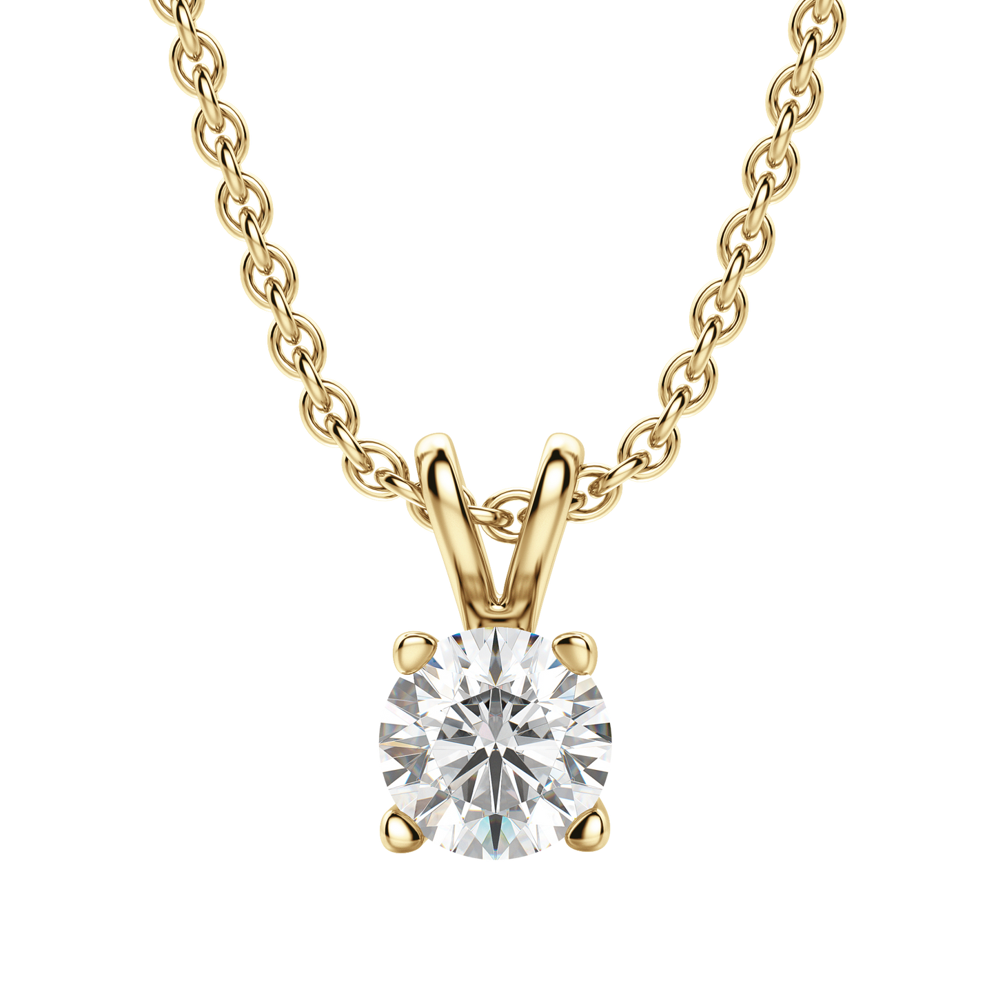 0.25 CT-1.0 CT Round Solitaire CVD F/VS Diamond Necklace